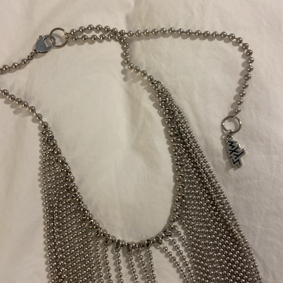 Silver fringe bead necklace - Picture 4 of 5